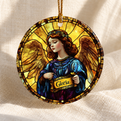 Stained glass-style Nativity ceramic ornament - Design 19 - centred edge-to-edge print