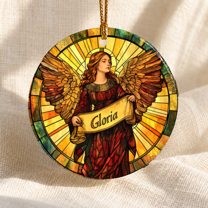 Stained glass-style Nativity ceramic ornament - Design 20 - centred edge-to-edge print