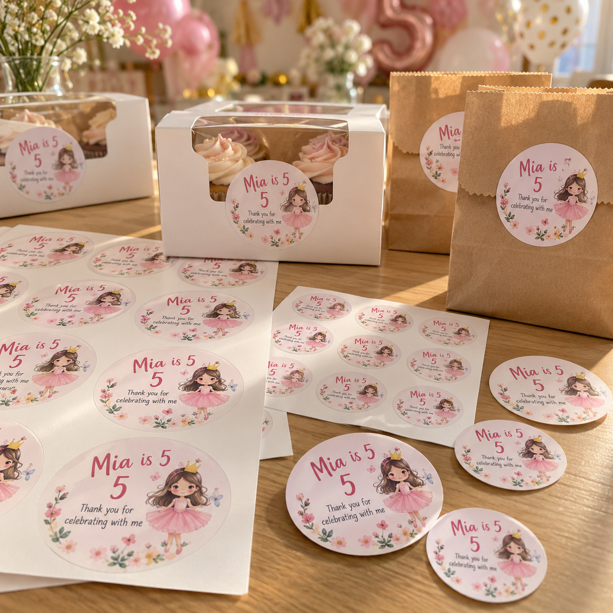 Personalised birthday party stickers printed in Malta