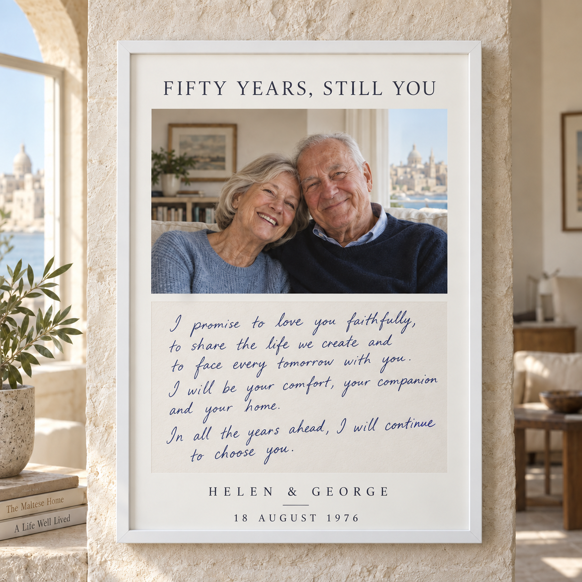 Personalised 50th anniversary handwriting and photo frame