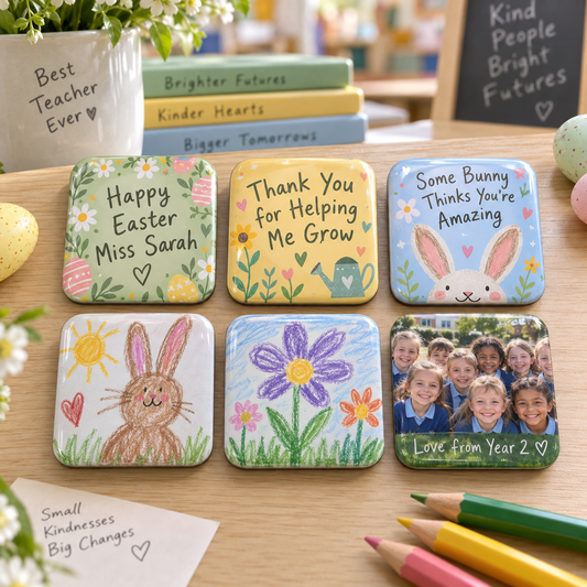 Personalised Easter teacher appreciation magnet set with six designs