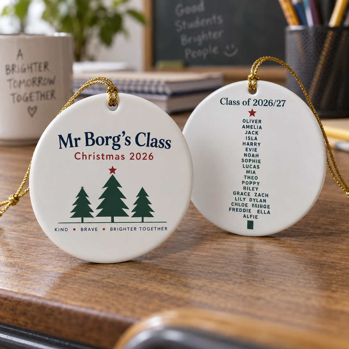 Personalised Mr Borg's Class Christmas ornament with pupil names