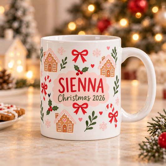 Personalised Sweet Christmas 11oz ceramic mug with name Sienna