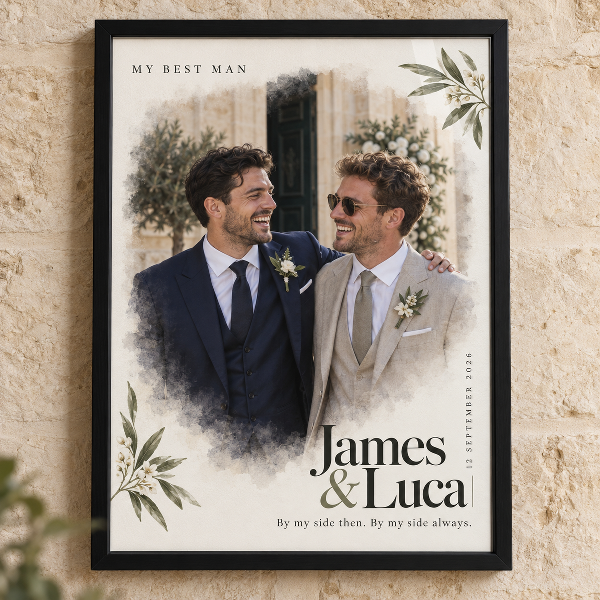 Personalised Best Man wedding thank-you photo frame in black