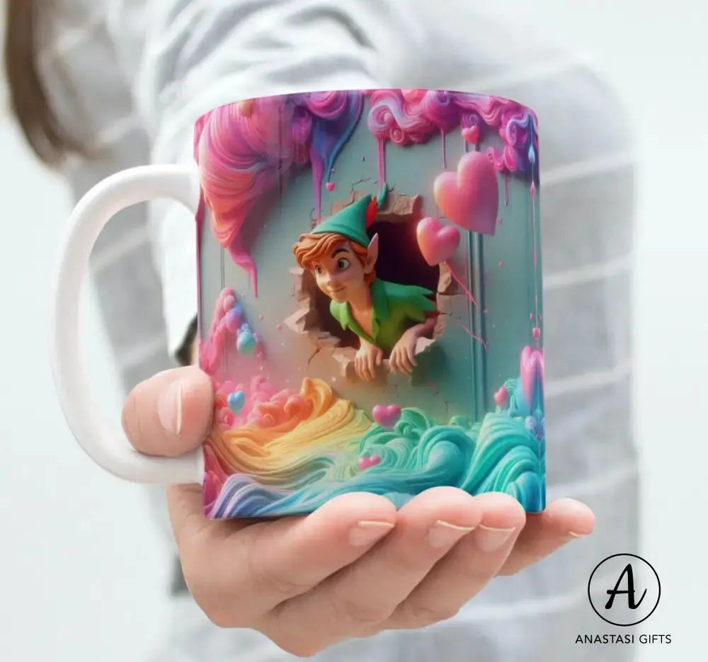 Peter Pan - 3D-Effect Ceramic Mugs | Whimsical Neverland Decor-Anastasi Gifts
