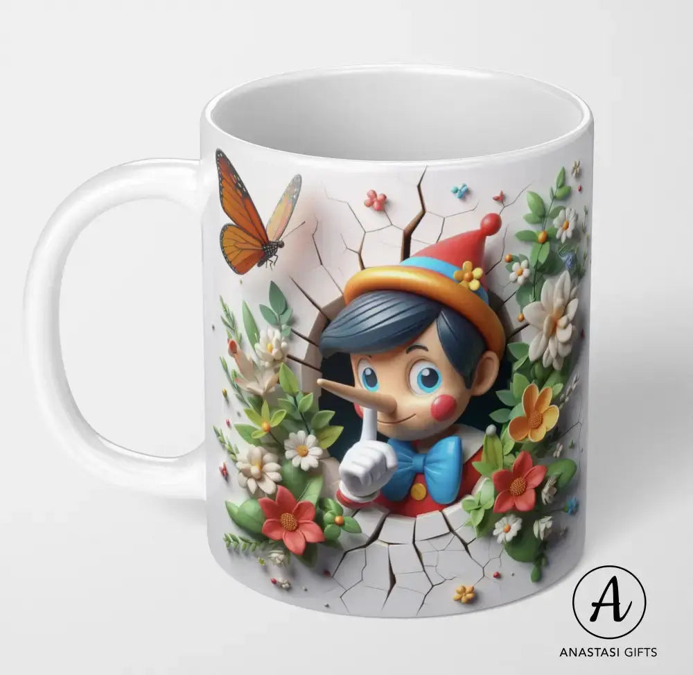 Pinocchio - Ceramic Mugs - Vibrant 3D Printed-Anastasi Gifts