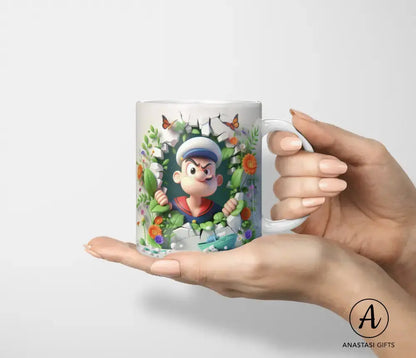 Popeye - Ceramic Mugs - Vibrant 3D Printed-Anastasi Gifts