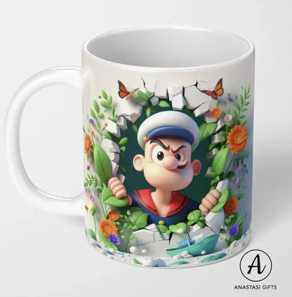 Popeye - Ceramic Mugs - Vibrant 3D Printed-Anastasi Gifts