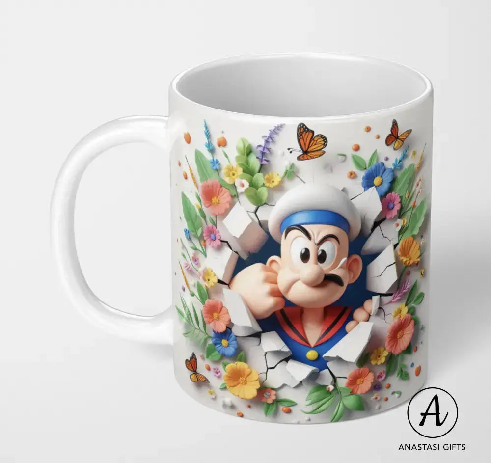 Popeye - Ceramic Mugs - Vibrant 3D Printed-Anastasi Gifts