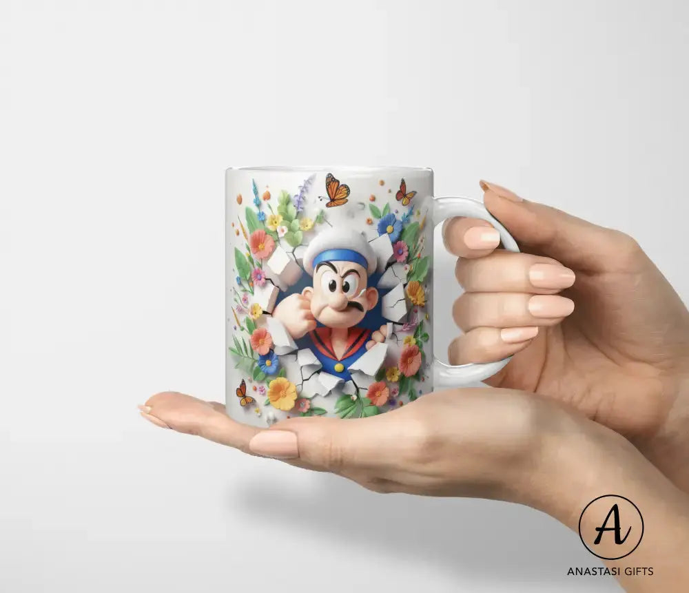 Popeye - Ceramic Mugs - Vibrant 3D Printed-Anastasi Gifts