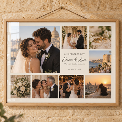 Personalised landscape wedding photo collage frame